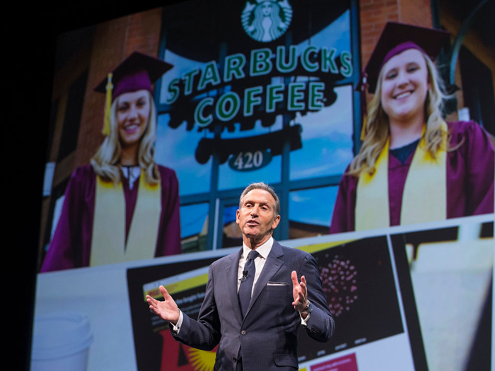 Throughout his career at Starbucks, Schultz has always prioritized his employees, who he calls "partners." Last year, the company announced it would pay employees