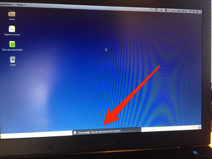 Shortly after you get connected to WiFi, you should see a message on the bottom of your screen saying that "Tor is ready." This means the secure Tor browser is ready to go.