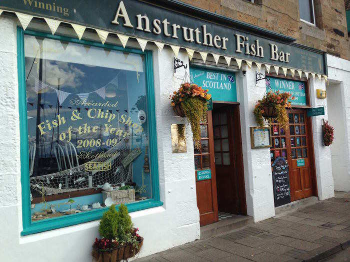 Eat at the Anstruther Fish Bar in Fife, home of the "best fish and chips in Britain."