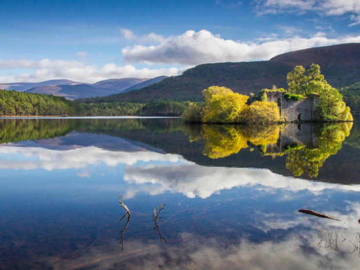 Hike around the Loch an Eilein in Aviemore. Bring your camera along to capture the mysterious allure of the castle ruins in the middle.