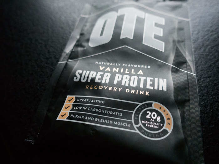 Cannondale-Drapac uses OTE Sports recovery mix, which has 20 grams of high-quality protein. Mitchell says a protein drink is perfect for rehydration and recovery.