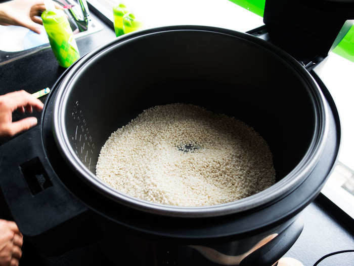 A high-quality risotto rice, seen here, is the basis for the meals. But Biso adds quinoa for more variety and flavor, based on Mitchell