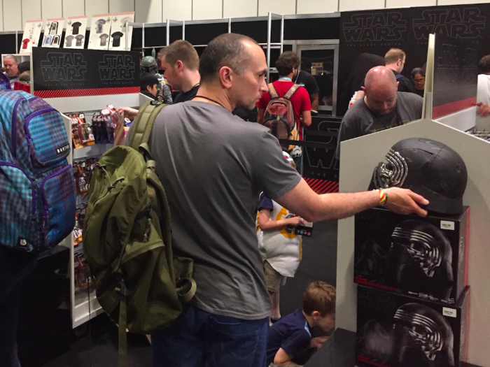 This man looked very tempted by a £90 Kylo Ren helmet.