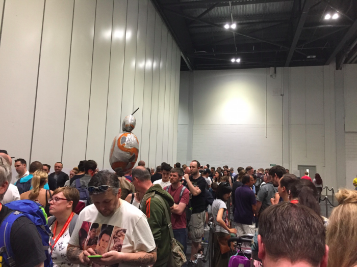 This was the queue for the "Rogue One" costumes exhibit. People were really keen to get an up-close look at some of the new characters.