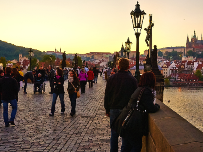 The pedestrian only Charles Bridge in Prague has been around since the 15th century. In terms of European history, that makes it fairly young.