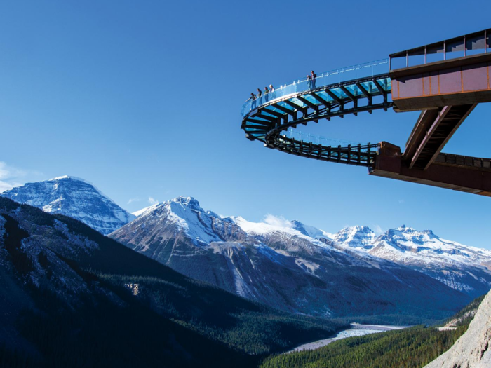 The Glacier Skywalk in Alberta offers breathtaking views of the Canadian Rockies.