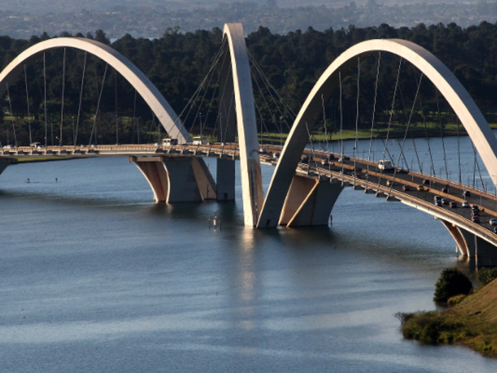 The Juscelino Kubitschek Bridge is one of the many fascinating pieces of modern architecture in Brasília, Brazil.