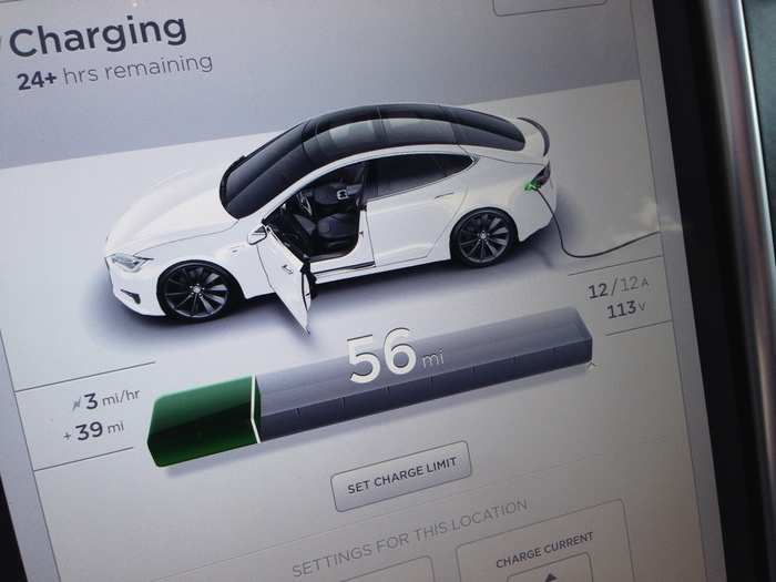 By the next morning, at a charging rate of 3 miles per hour, we have enough juice to make the closest partner charging location.