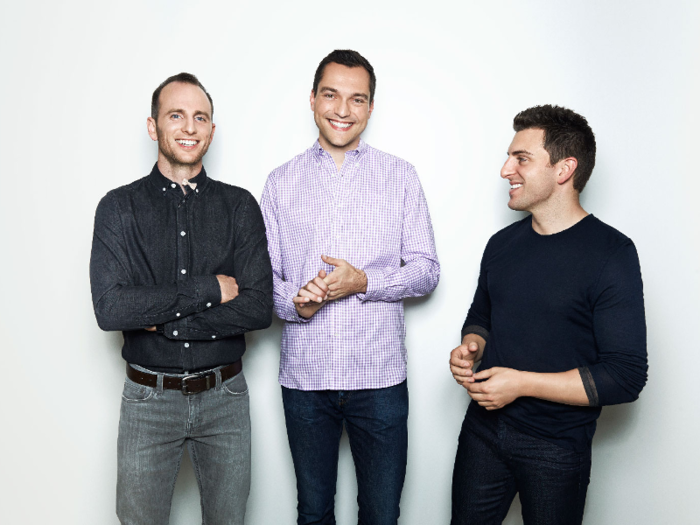 Nathan Blecharczyk, 33; Brian Chesky, 34; and Joe Gebbia, 34