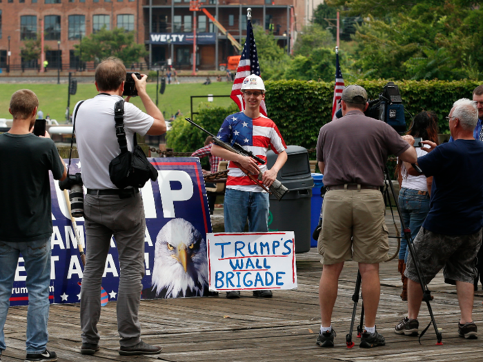 Many demonstrators in the area came out in strong support of Trump.