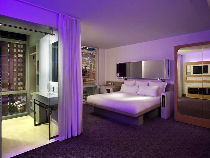 Other high-tech perks at the Yotel include the ability to check in at a kiosk and motorized beds that can fold up to provide more floor space.