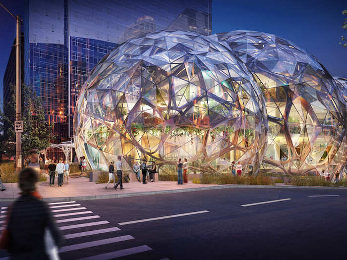 The idea behind the spheres is to increase productivity and happiness among Amazon employees, Kennedy says.