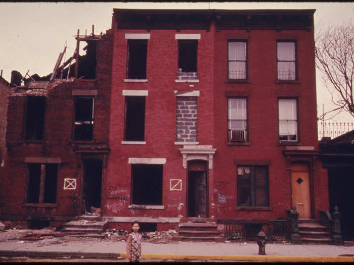 Although partially gutted by fire, one portion of this building across from Lynch Park in Brooklyn, is still inhabited.