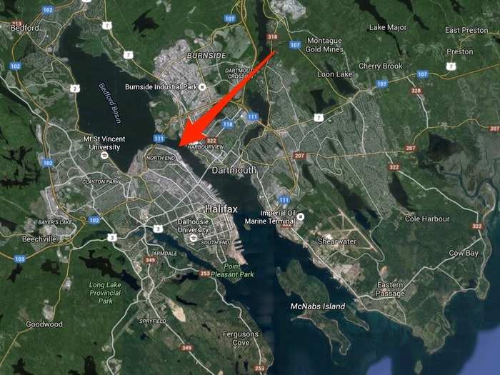 To exit the Bedford Basin, where the ships were docked, they had to pass through a slim channel. The Imo — behind schedule and on the wrong side of the channel — refused to give way and crashed into the Mont Blanc.