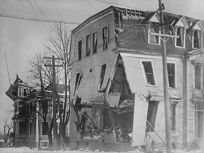 Almost every window in the city shattered — some reportedly 50 miles away. Even the buildings left standing were severely damaged.