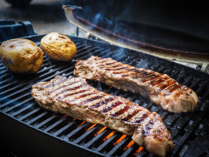 5. Grill the steak on high until a nice charring appears on both sides.