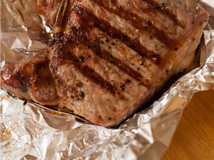 7. Cover the steak loosely with foil until it is ready for serving.