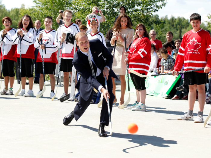 Kate watched as her husband played some hockey with some kids in Yellowknife, Northwest Territories.