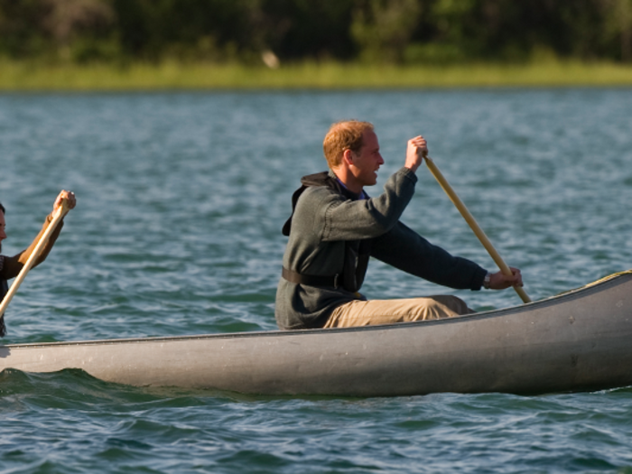 The royal couple also paddled a canoe with Fort Smith