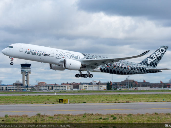 ... the A350XWB twin-engine "mini-jumbo."