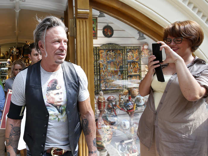 The Russian president does have some fans outside of eastern Europe — high profile ones, too. American actor Mickey Rourke was pictured in Moscow wearing a Putin shirt a couple of years ago.