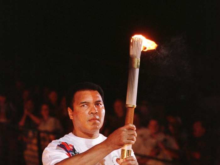 Muhammad Ali lights the Olympic flame to open the 1996 Summer Olympics in Atlanta.