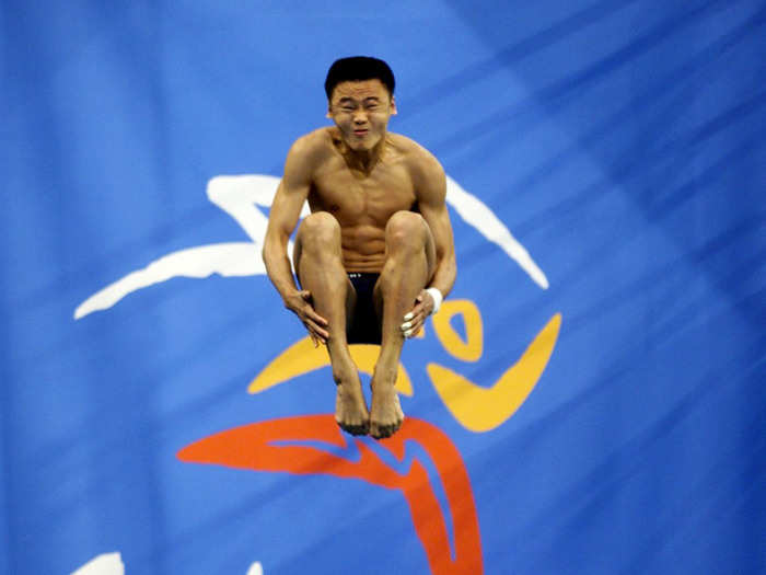 Chinese diver Hu Jia competes at the 2000 Summer Olympics in Sydney.