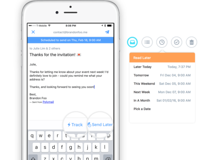 Polymail is an elegant email app that gives you features without compromising simplicity.