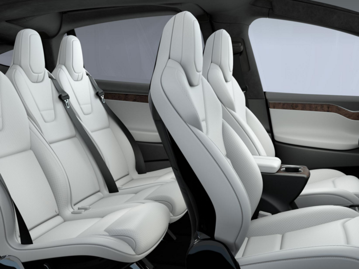 The Model X has three rows of seats, but it has the largest interior storage capacity of its class. With 77 cubic feet, there