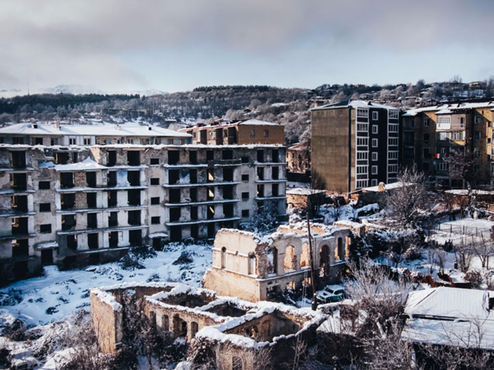 Still, Domenech told us that the damages from the war were still very present in the town of Shushi. Among the ruins were two mosques that stand abandoned.