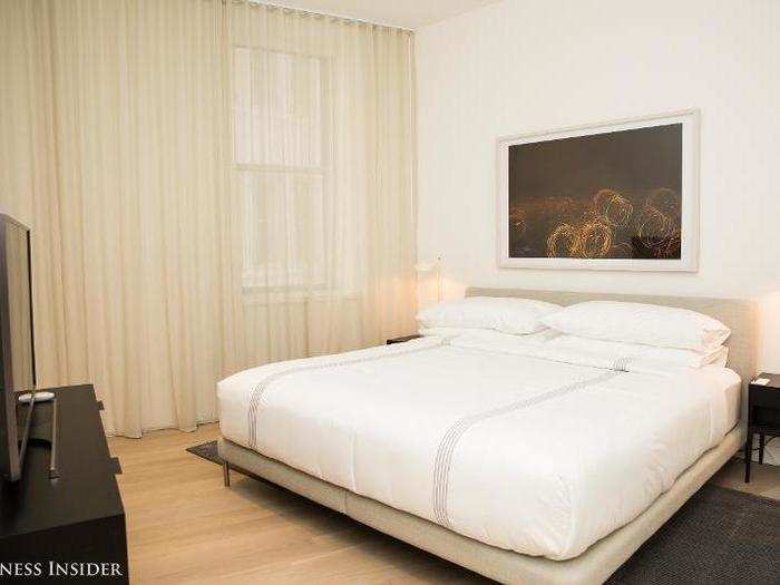 "I have stayed at AKA while filming and working in many cities and truly appreciate the space ... the suites have a very open and inspiring atmosphere," Gere has said in promotional materials for the company. Pictured here is the one-bedroom suite at AKA Wall Street, which is approximately 716 square feet in size.