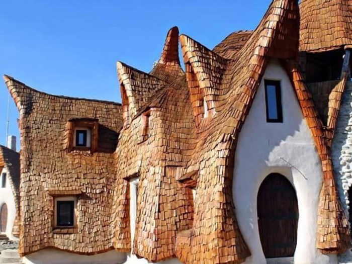 The 10-room hotel is made entirely out of natural materials like wood, clay, straw, and sand.