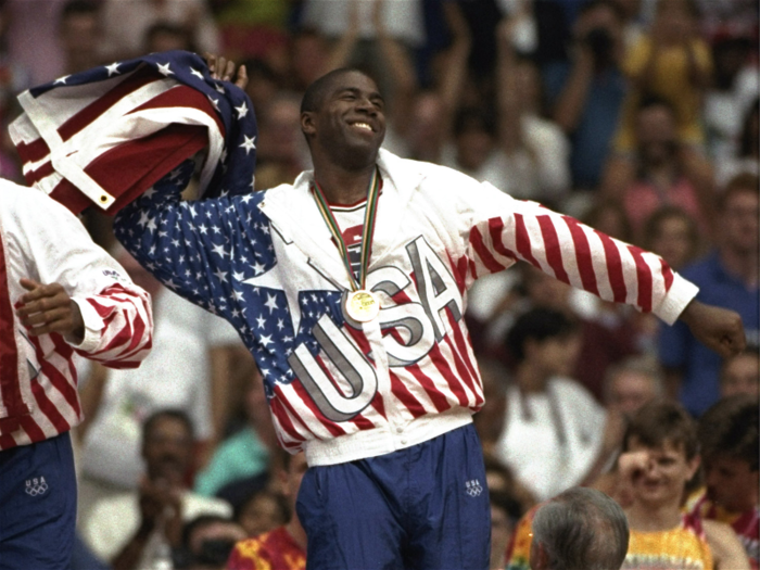 Magic Johnson was the fading, but still popular elder statesman on the Dream Team.