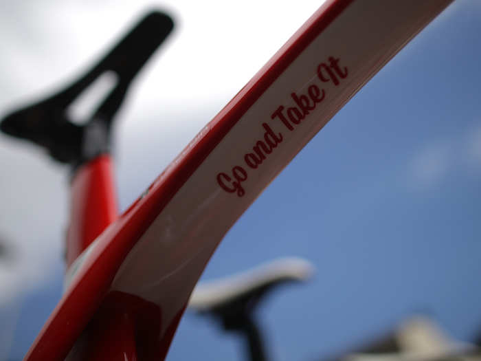 Trek-Segafredo incorporated its "Go and Take It" ad campaign into its custom paint jobs.