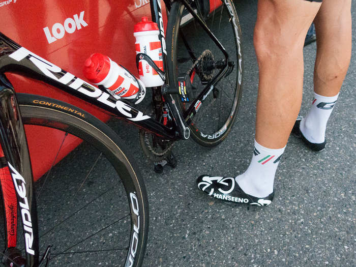 Speaking of Adam Hansen, he brought his own homemade shoes to the Tour.