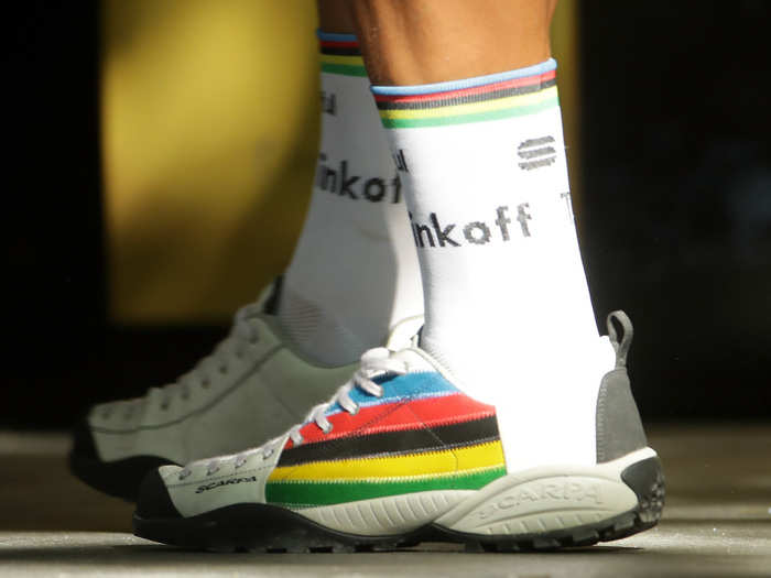 Sagan had custom world-champion kicks for all the podium ceremonies he had to attend.