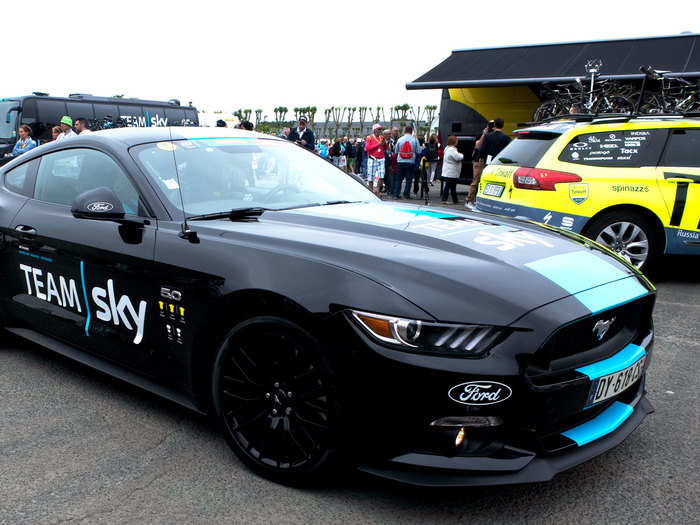 Team Sky brought lots of horsepower to the Tour this year in form of the strongest team and a Ford Mustang, which served as a very fast support vehicle.