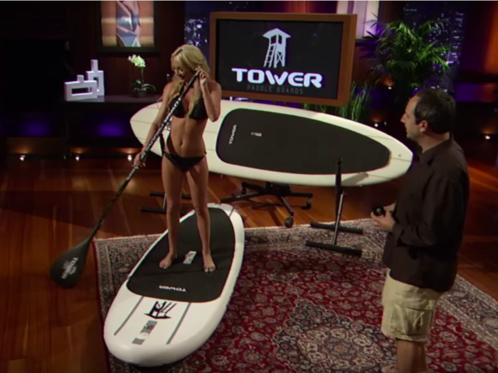 It was only after another shark, Robert Herjavec, asked a model to demonstrate the paddle board that Aarstol was able to pick up himself. "I was sort of looking down, thinking, 