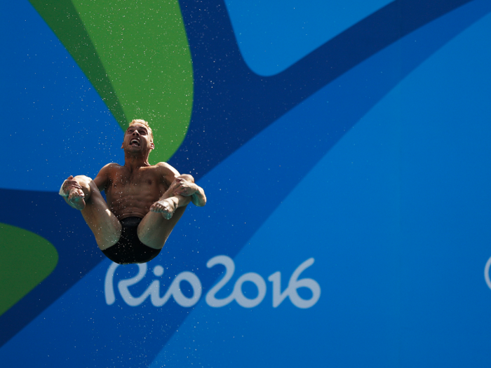 American diver Kristian Ipsen executes a training dive.