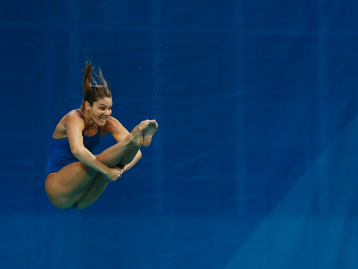 Brazilian diver Tammy Takagi competes in the synchronized springboard diving final.