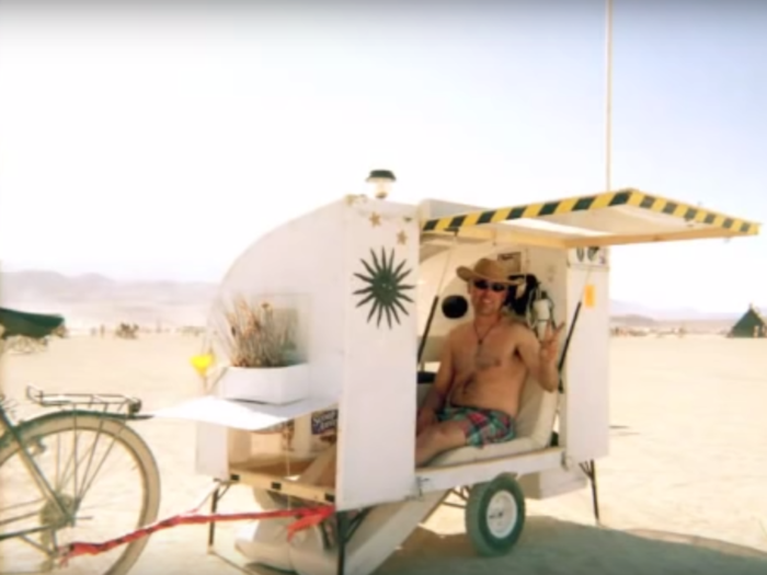 This 15 square-foot bike camper home was designed to be a residence for the Burning Man Festival.