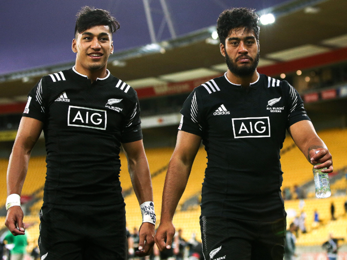 Rieko Ioane (left) and older brother Akiro play rugby for New Zealand.