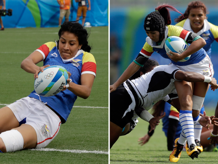 Sharon Acevedo (left) and older sister Nicole play rugby for Colombia.