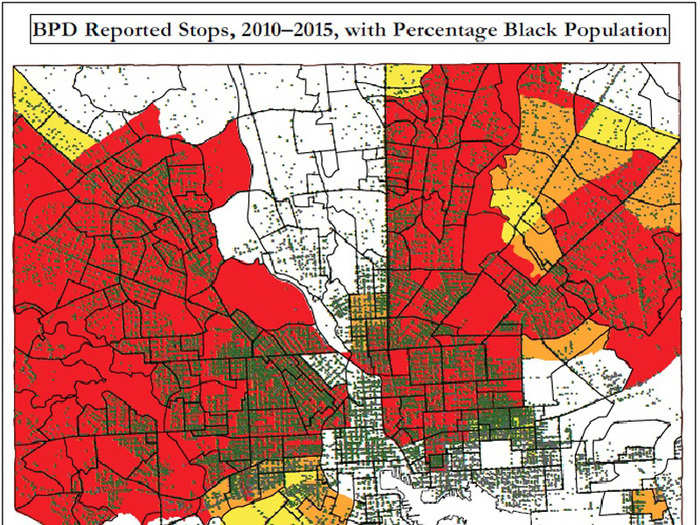 Vehicle stops, too, occur at disproportionate rates. Baltimore officers reportedly stopped African-American drivers for traffic violations at a rate of 82%, although they make up just 60% of the city