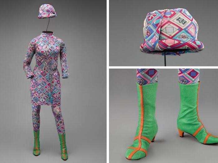 Braniff International Airways hostess uniform by Emilio Pucci, 1966