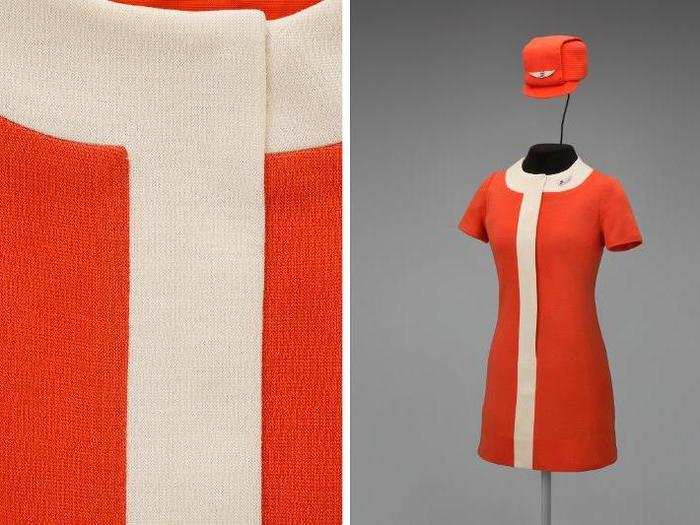 United Airlines stewardess uniform by Jean Louis, 1968