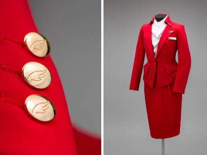 Virgin Atlantic female flight attendant uniform by Vivienne Westwood, 2014