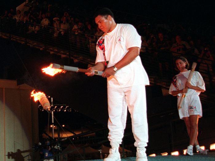 Atlanta, 1996: Boxing legend Muhammed Ali, who by this time was struggling with Parkinson