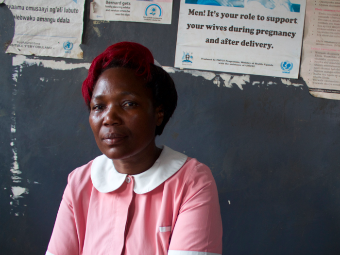 Kafuko Dorothy is one of two midwives who run the health center. Both of the midwives live on site, work seven days a week and don