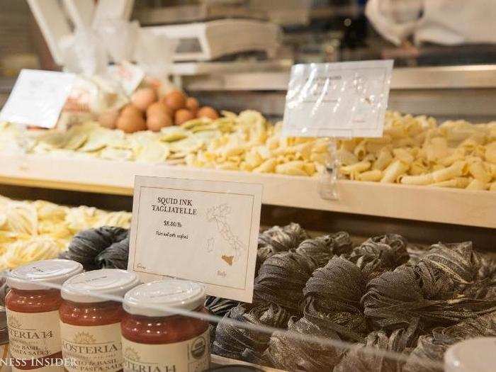 Intricate pasta shapes are made on the premises.